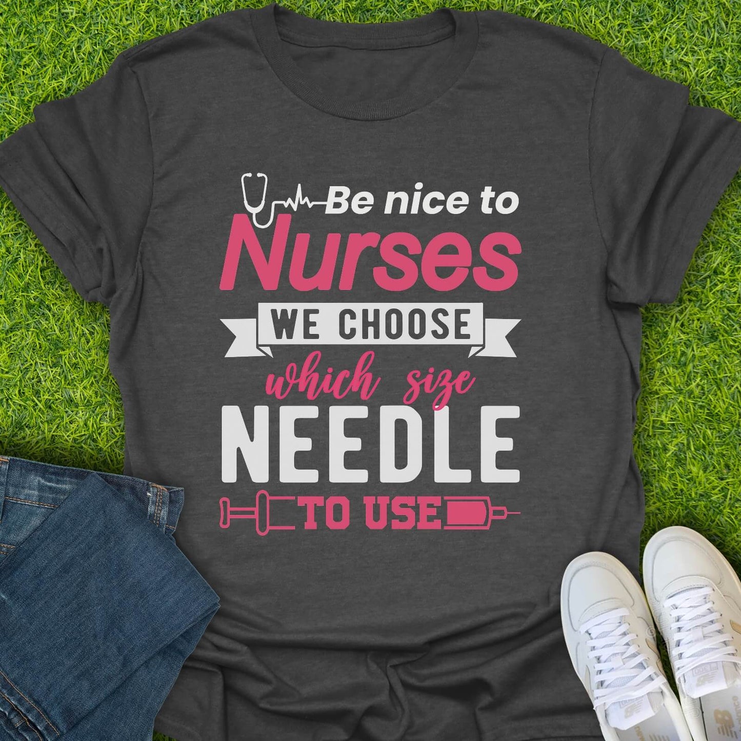 T-Shirt Dark Heather / S Which Size Needle Tee