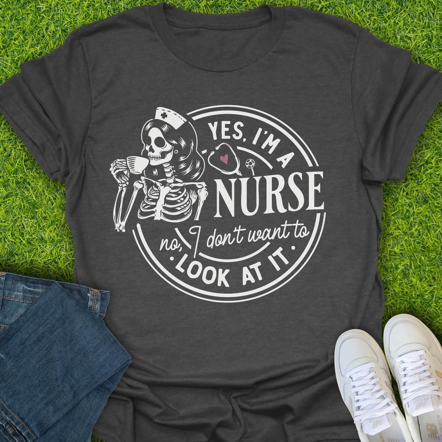 T-Shirt Dark Heather / S Yes I Am A Nurse Tee