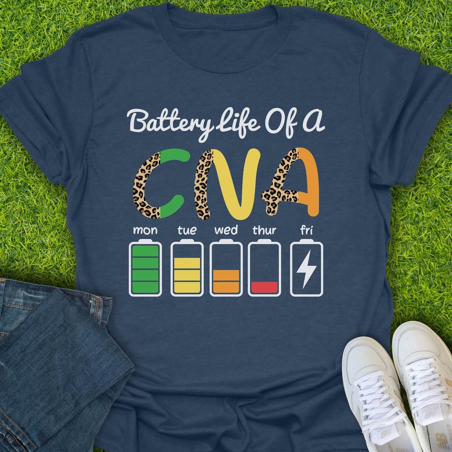 T-Shirt Heather Navy / S Battery Life Of A CNA Tee