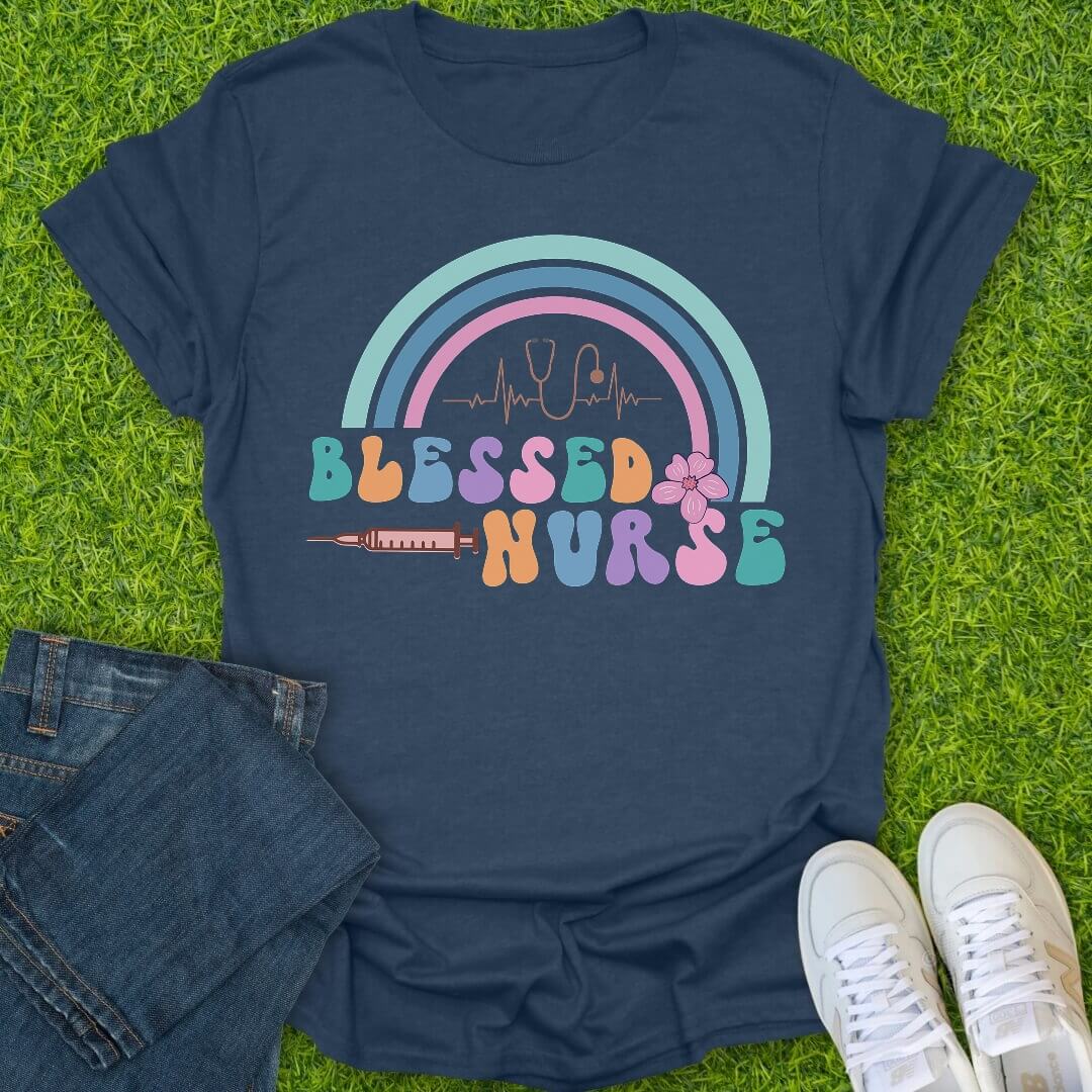 T-Shirt Heather Navy / S Blessed Nurse Energy Tee