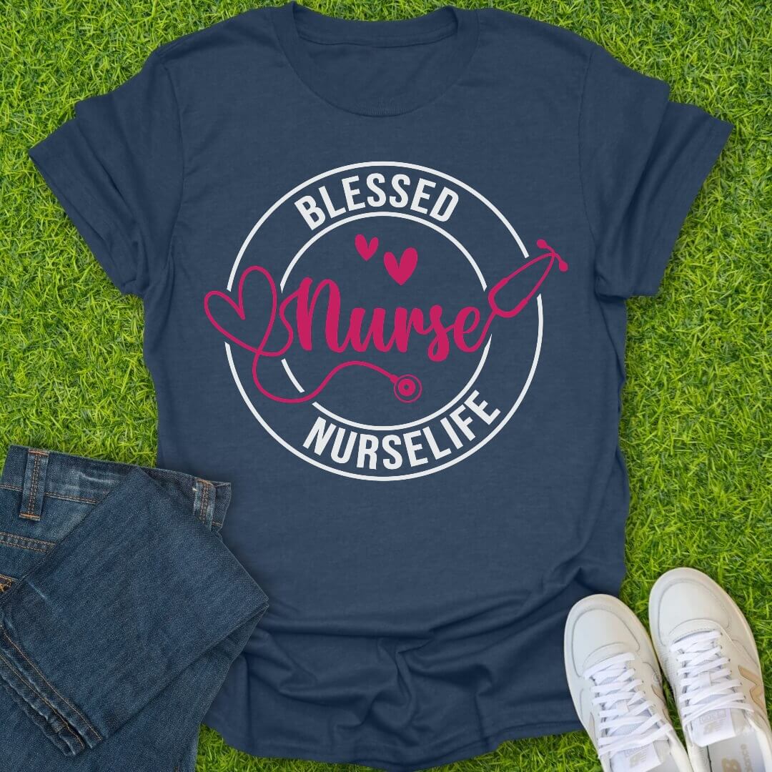 T-Shirt Heather Navy / S Blessed Nurse Life Tee