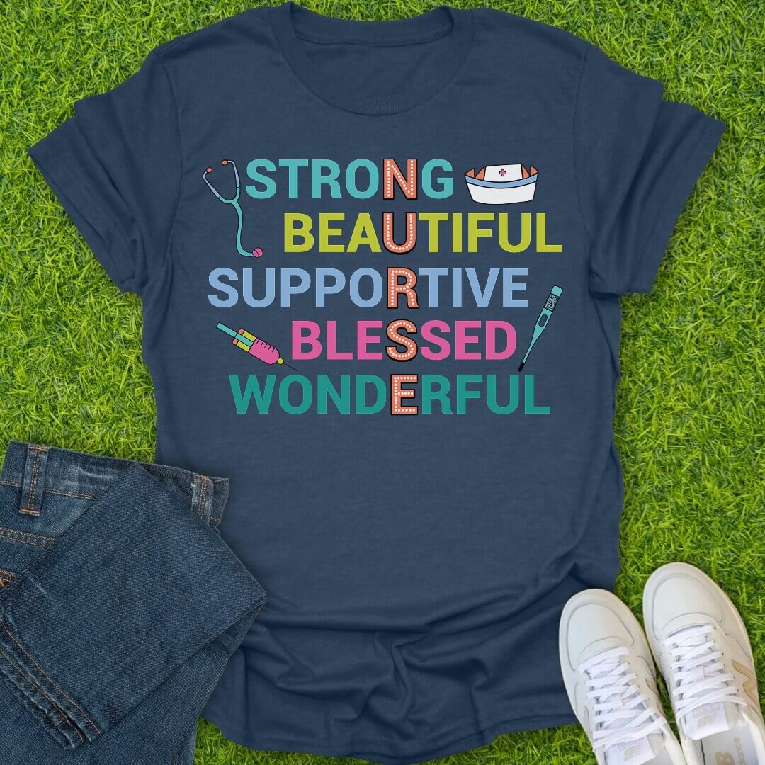 T-Shirt Heather Navy / S Bold Nurse Traits Tee