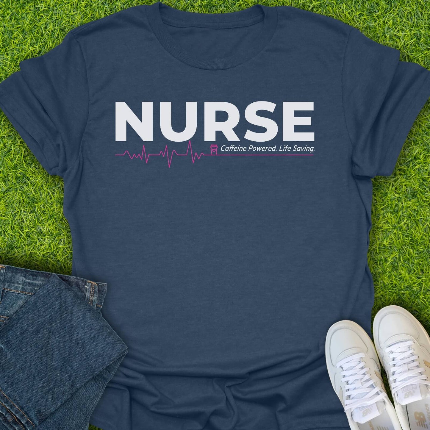 T-Shirt Heather Navy / S Caffeine Powered Life Saving Tee