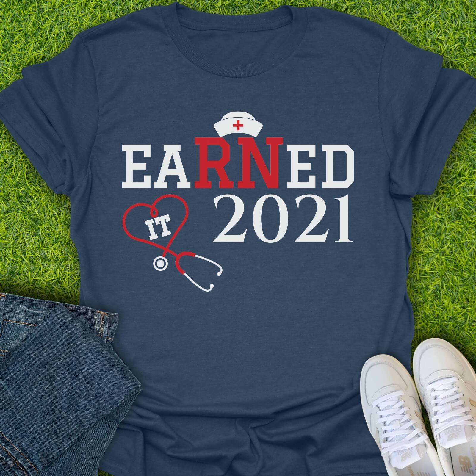 T-Shirt Heather Navy / S Custom Earned It Tee