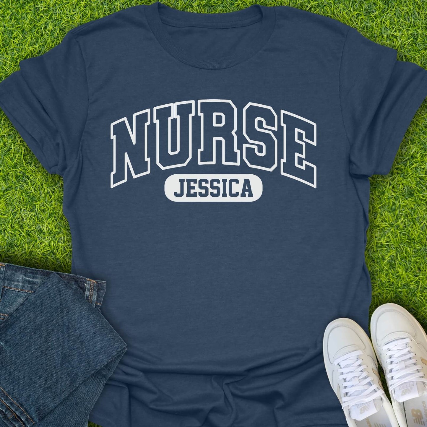 T-Shirt Heather Navy / S Custom Nurse Varsity Tee
