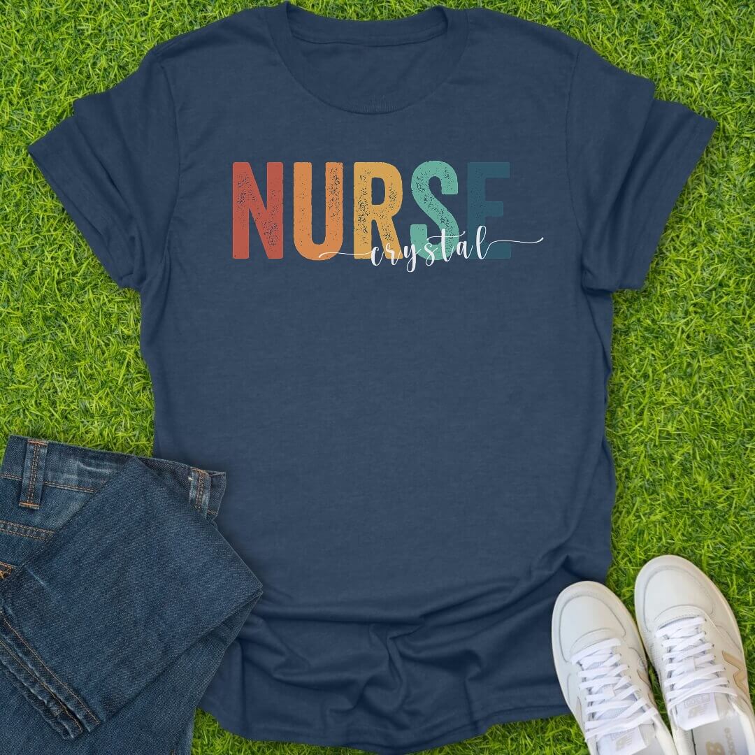 T-Shirt Heather Navy / S Custom Rainbow Nurse Tee