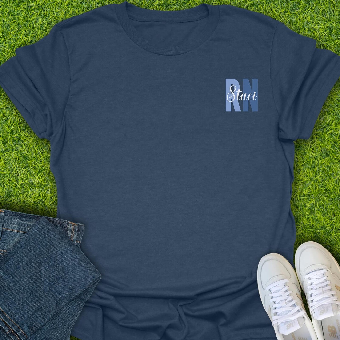 T-Shirt Heather Navy / S Custom RN Nurse Name Tee