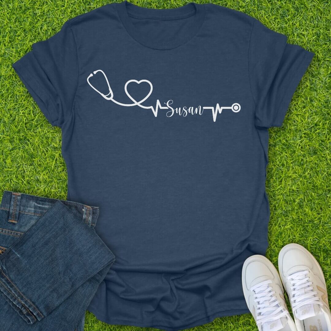 T-Shirt Heather Navy / S Custom StethoscopeTee