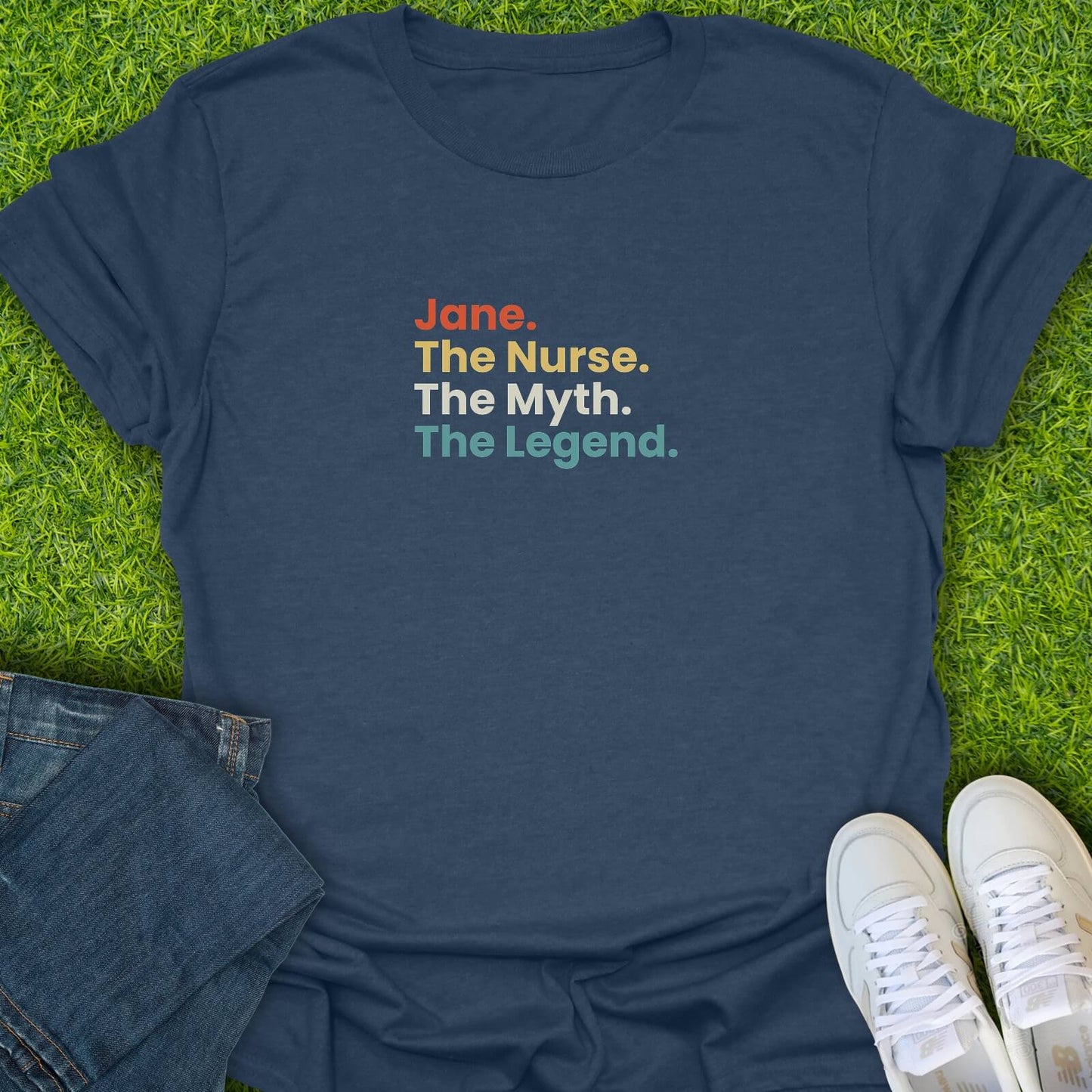 T-Shirt Heather Navy / S Custom The Nurse The Myth The Legend Tee