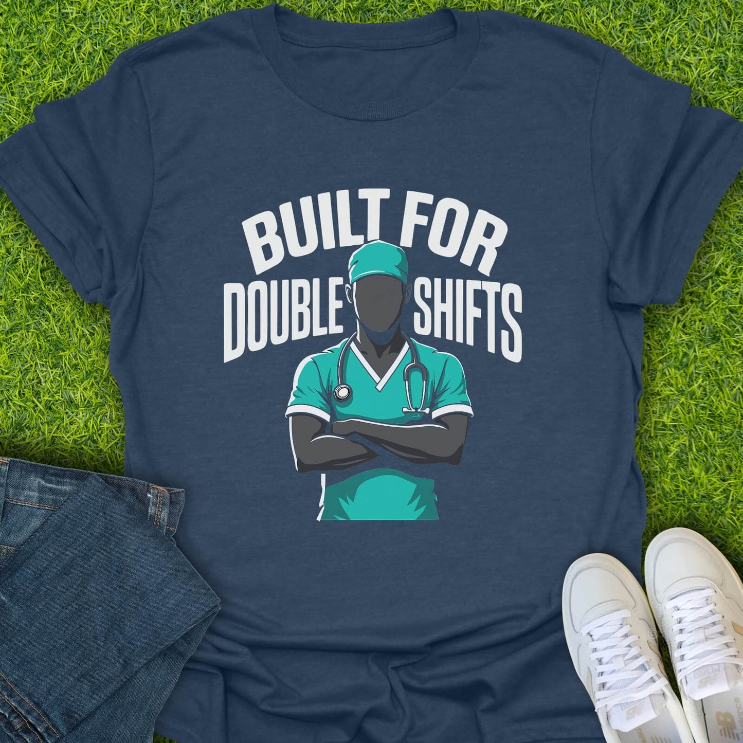 T-Shirt Heather Navy / S Double Shifts Tee