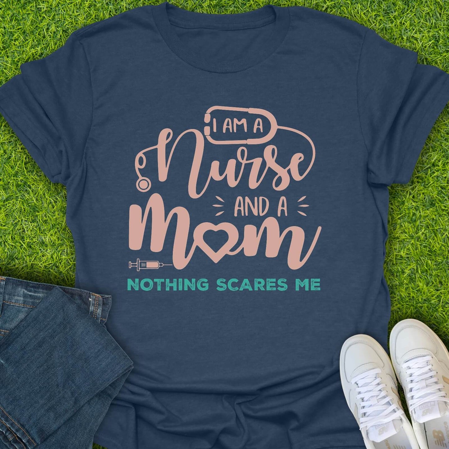 T-Shirt Heather Navy / S Fearless Nurse Mom Tee