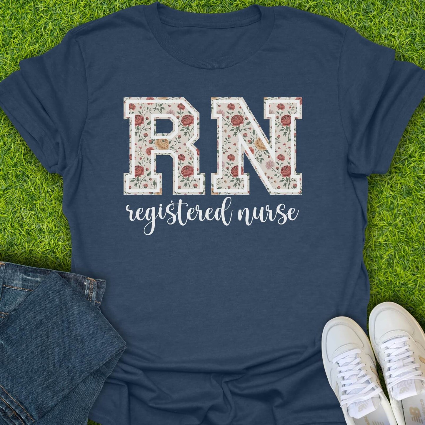 T-Shirt Heather Navy / S Floral RN Tee