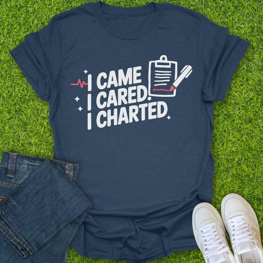 T-Shirt Heather Navy / S I Came. I Cared. I Charted Tee