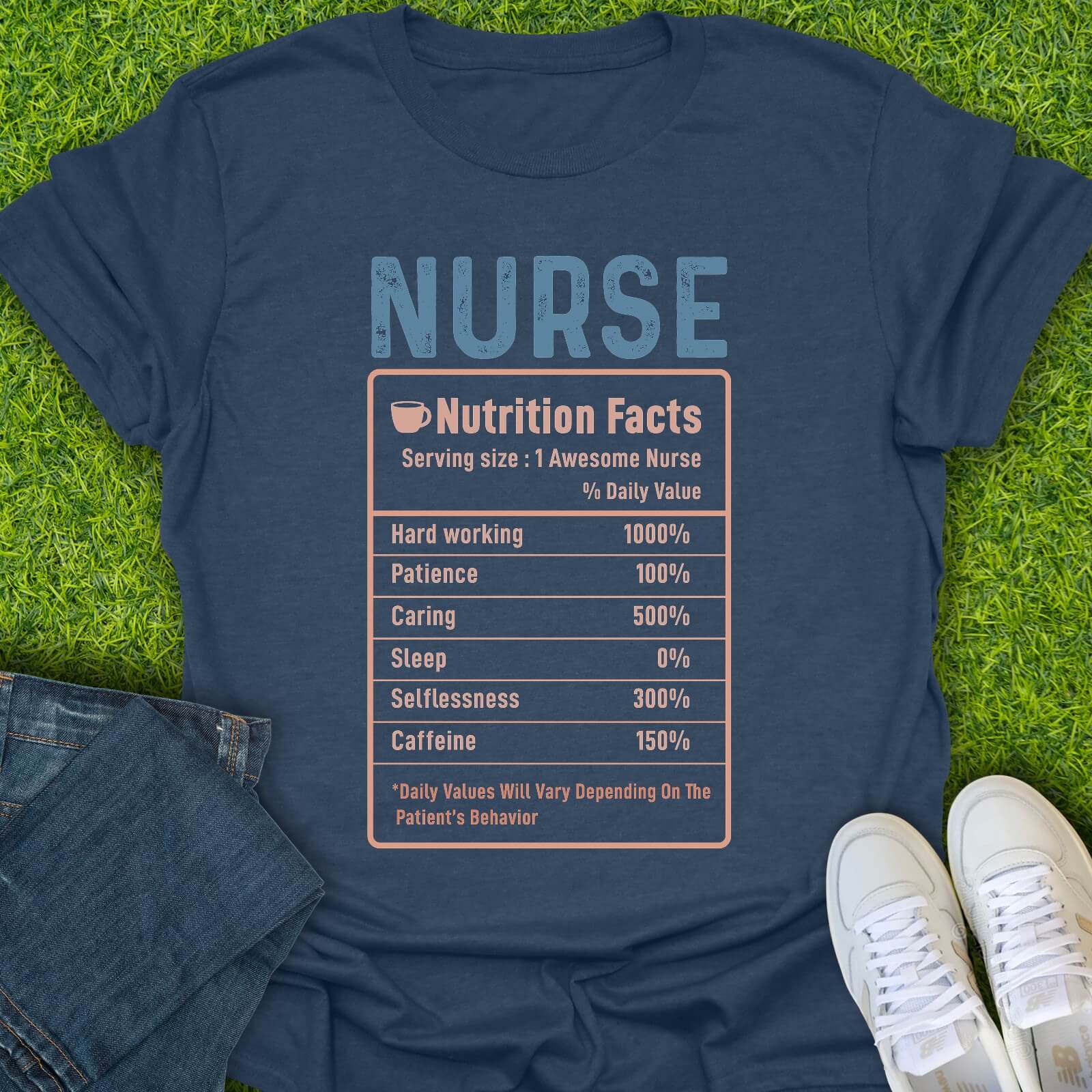 T-Shirt Heather Navy / S Nurse Nutrition Facts Tee