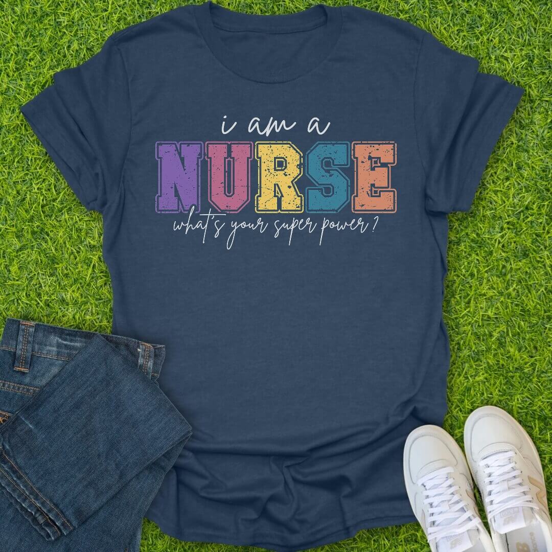T-Shirt Heather Navy / S Nurse Superpower Tee