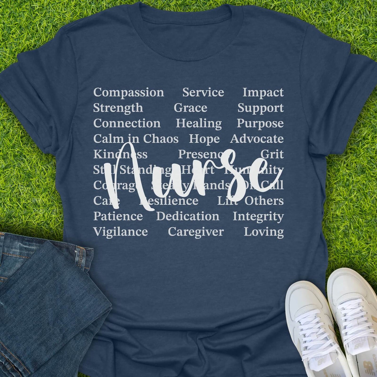 T-Shirt Heather Navy / S Nurse Words Tee