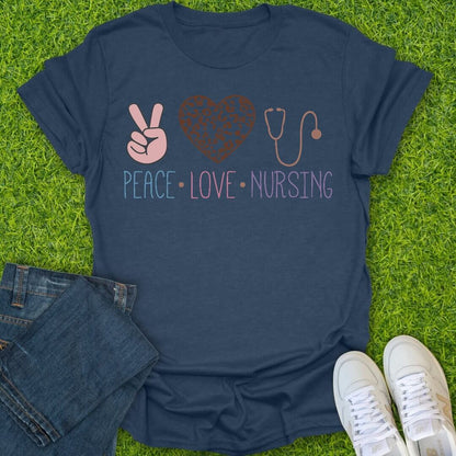 T-Shirt Heather Navy / S Peace Love Nursing Tee