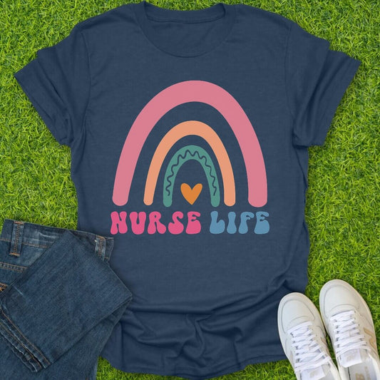 T-Shirt Heather Navy / S Rainbow Nurse Life Tee