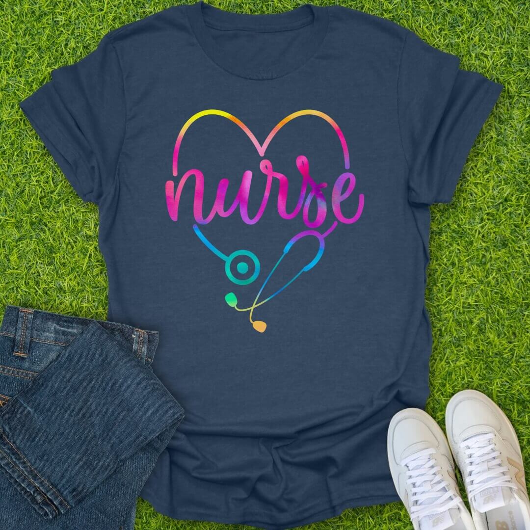 T-Shirt Heather Navy / S Rainbow Nurse Tee