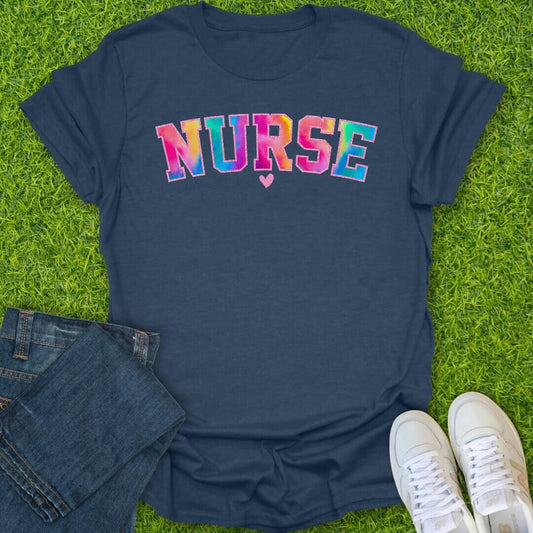 T-Shirt Heather Navy / S Rainbow Nurse Varsity Tee