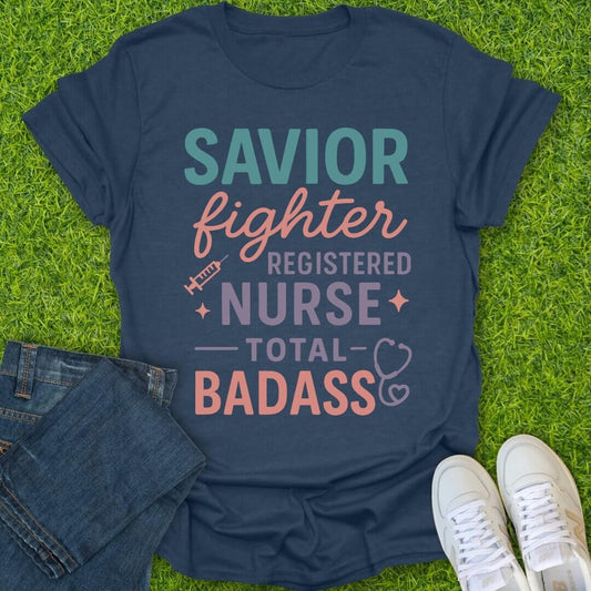 T-Shirt Heather Navy / S Registered Nurse Total Badass Tee