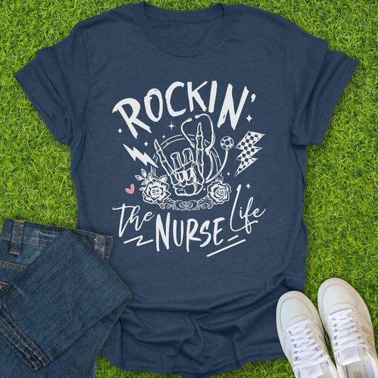 T-Shirt Heather Navy / S Rockin The Nurse Life Tee