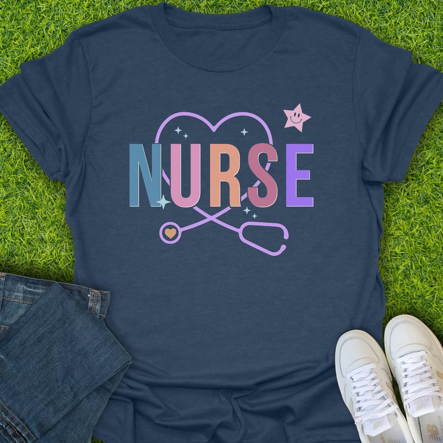 T-Shirt Heather Navy / S Starry Nurse Tee