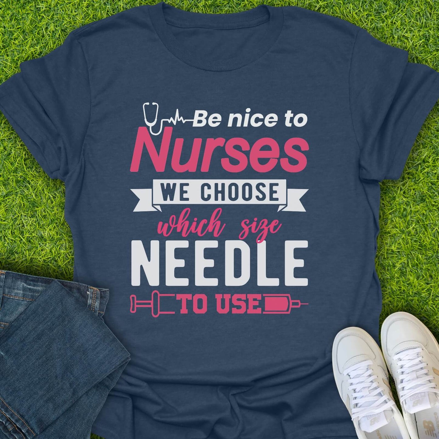 T-Shirt Heather Navy / S Which Size Needle Tee