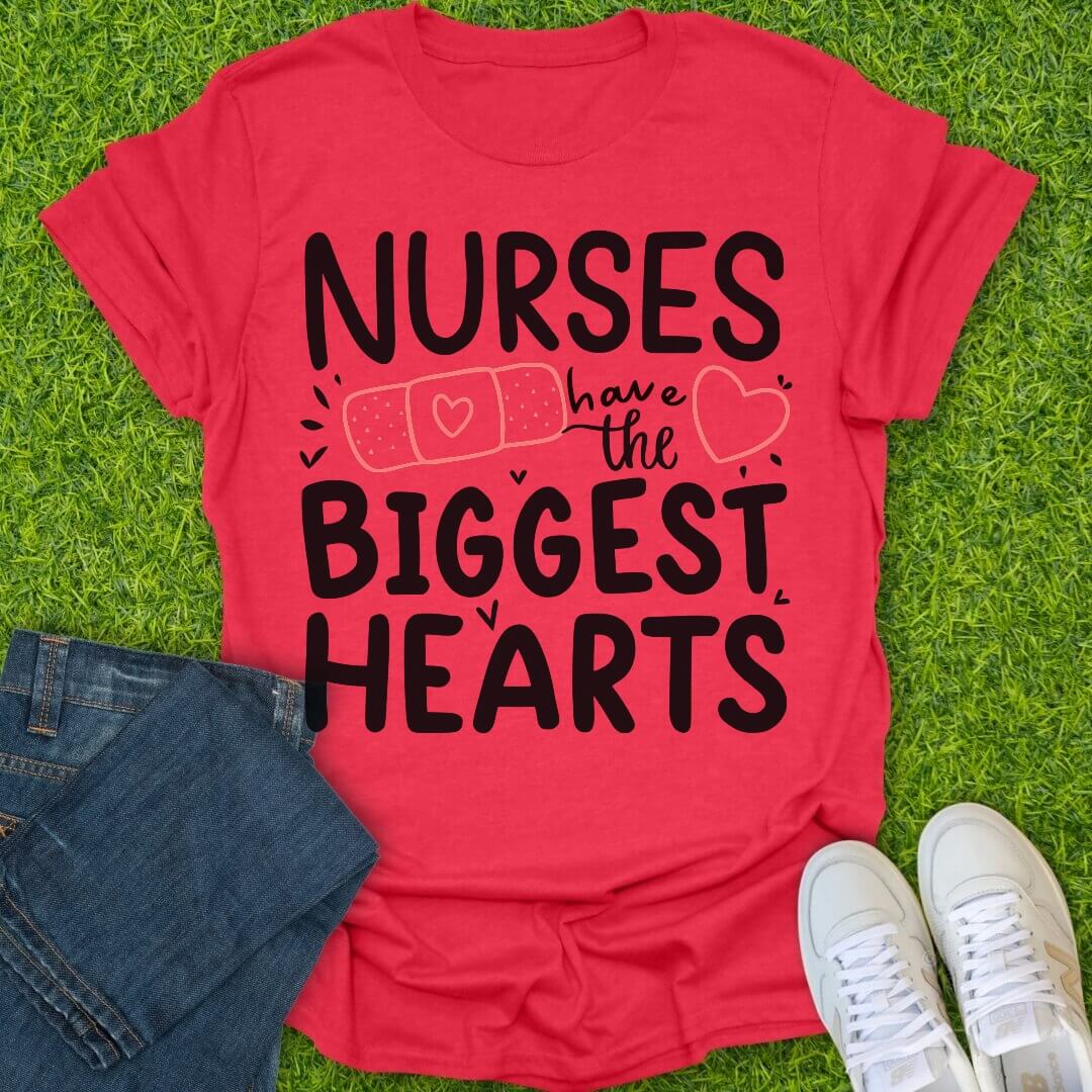 T-Shirt Heather Red / S Biggest Hearts Bandage Tee