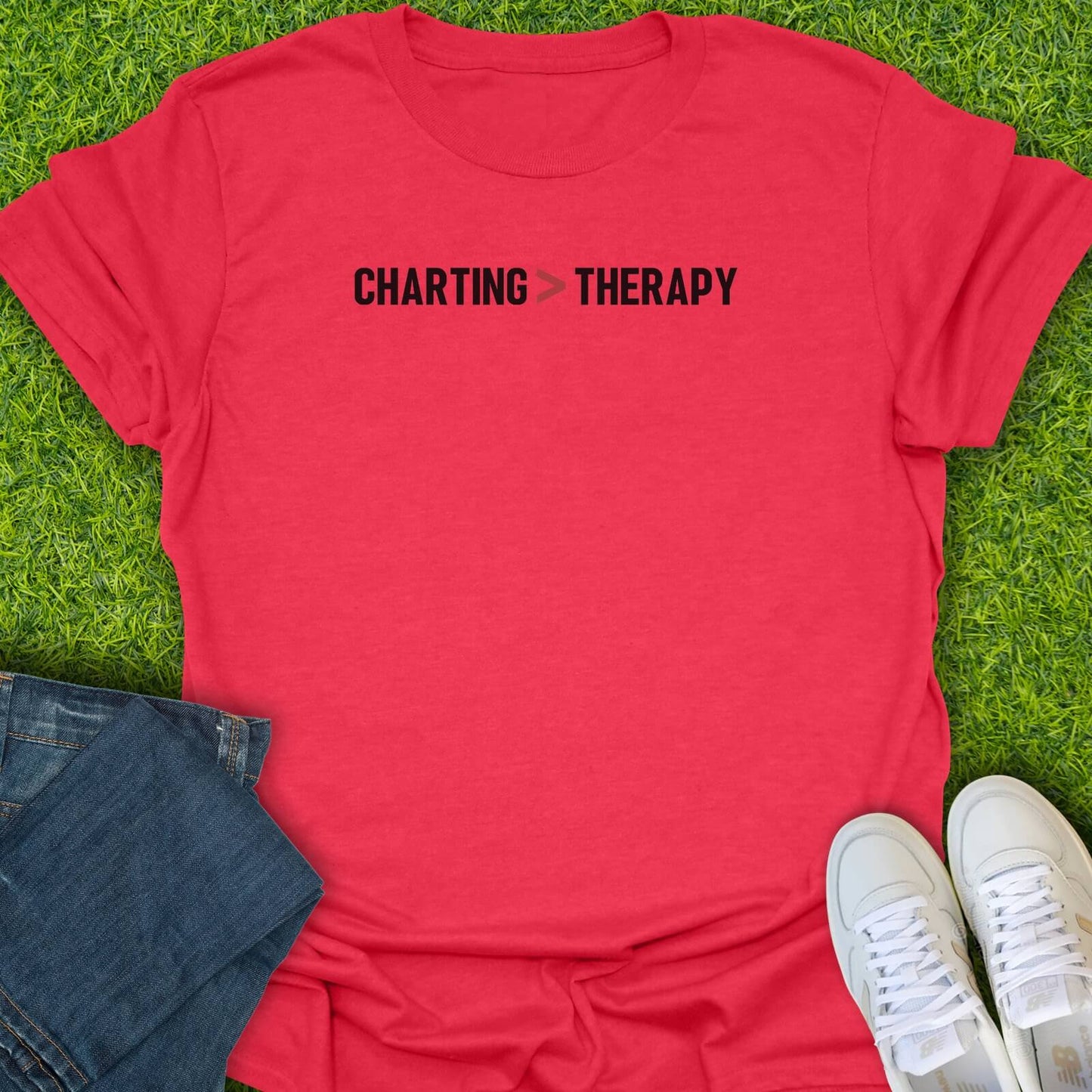 T-Shirt Heather Red / S Charting Is Better Than Therapy Tee