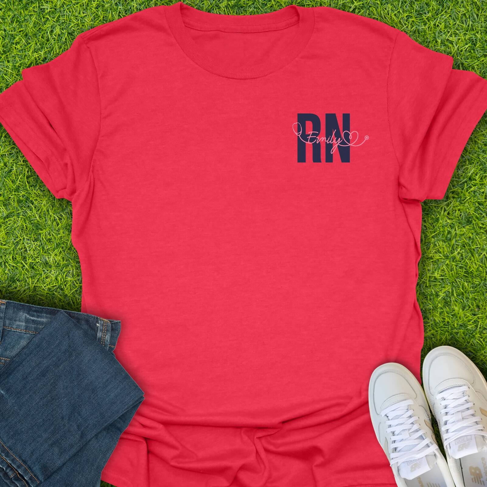 T-Shirt Heather Red / S Custom RN Stethoscope Tee