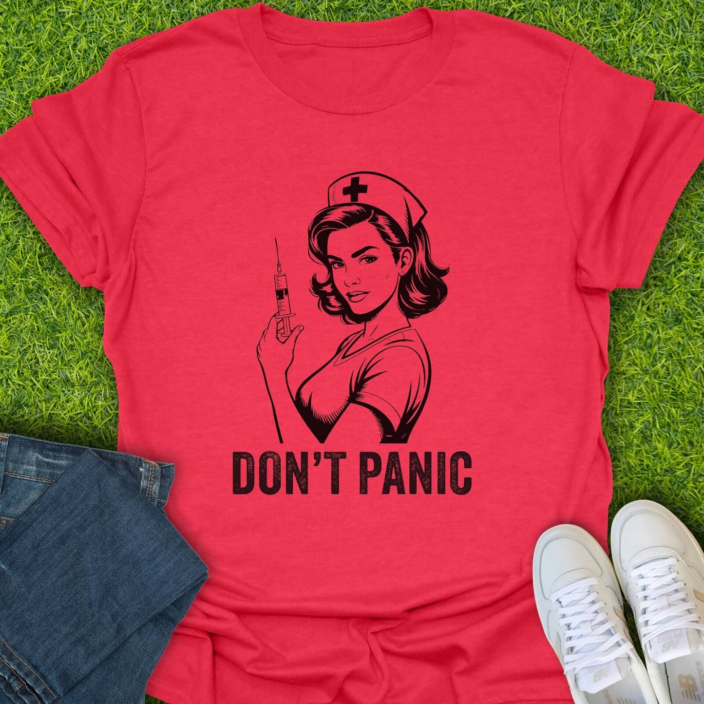 T-Shirt Heather Red / S Don't Panic Tee