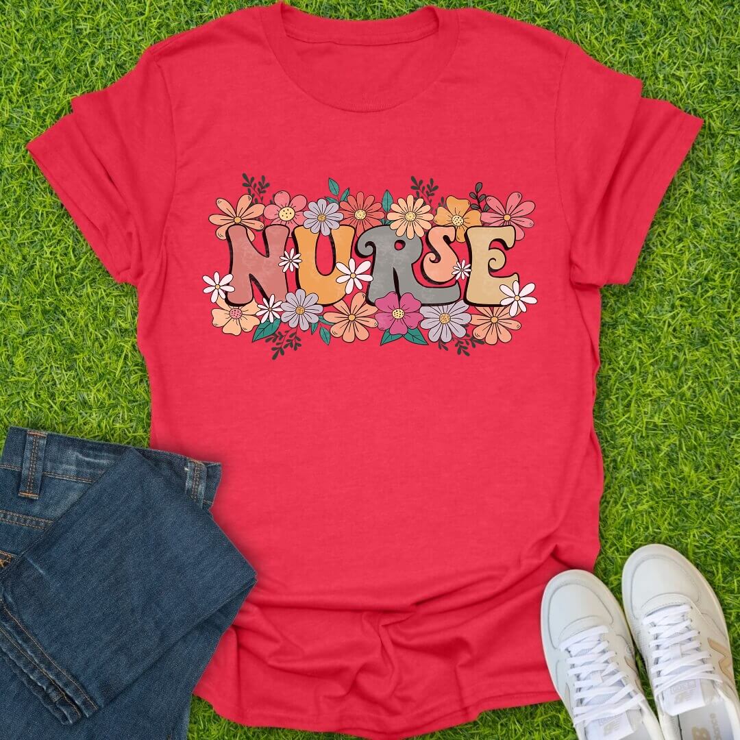 T-Shirt Heather Red / S Floral Spirit Nurse Tee