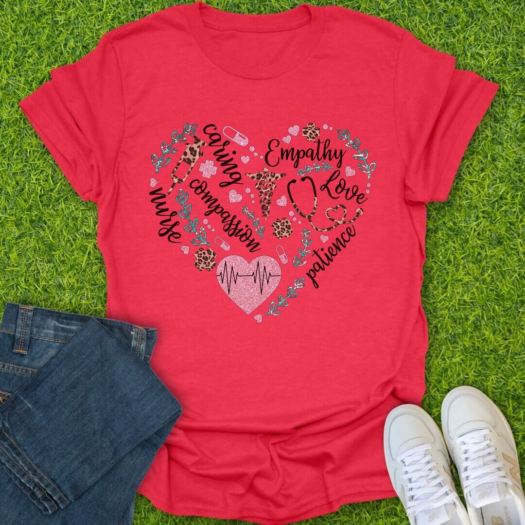 T-Shirt Heather Red / S Heart of a Nurse Tee