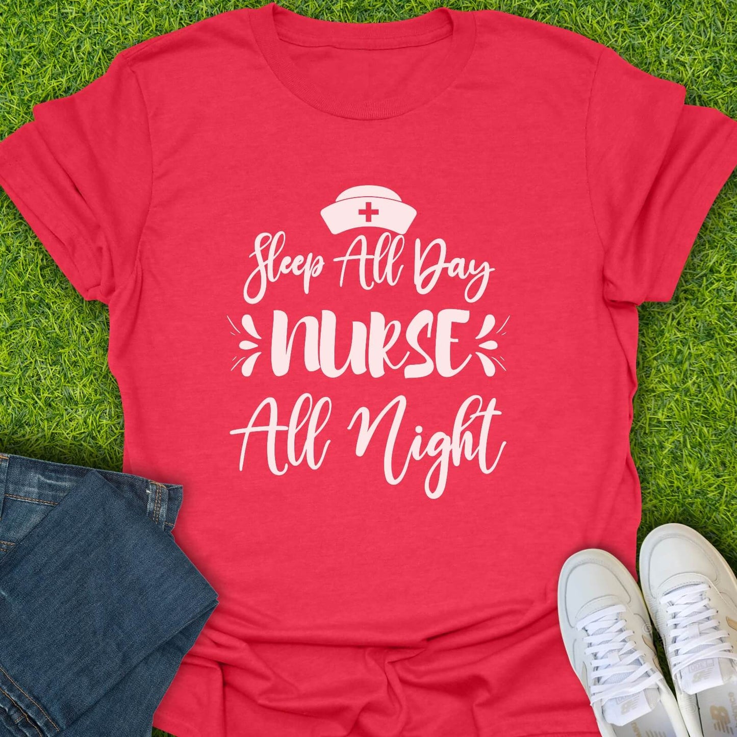 T-Shirt Heather Red / S Nurse All Night Tee