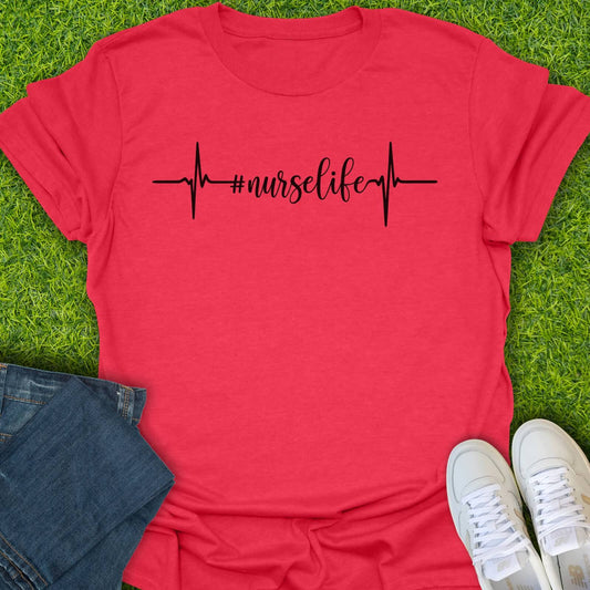 T-Shirt Heather Red / S Nurse Life EKG Sript Tee