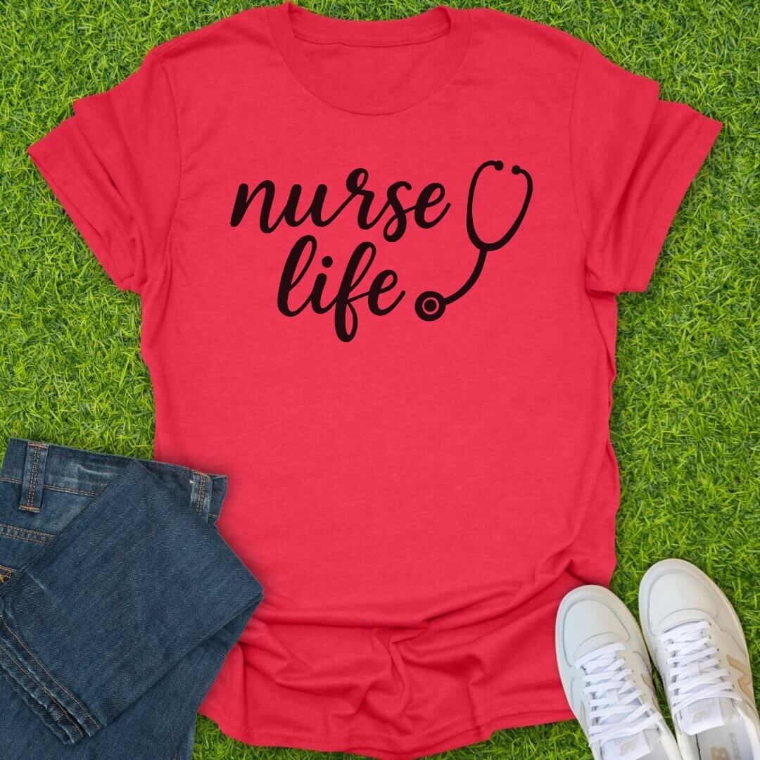 T-Shirt Heather Red / S Nurse Life Script Tee