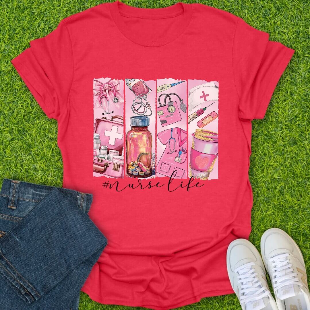 T-Shirt Heather Red / S Pink Essentials Tee