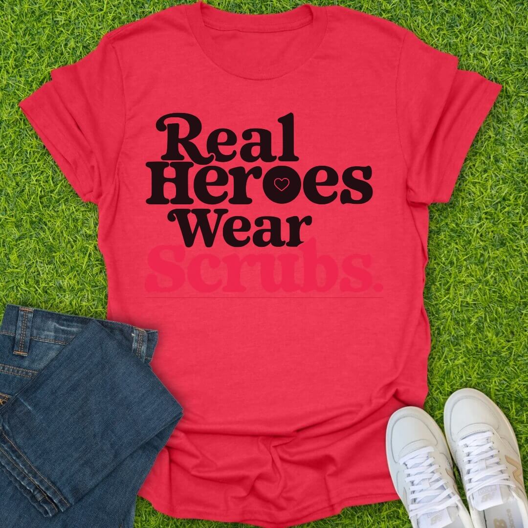 T-Shirt Heather Red / S Real Heroes Wear Scrubs Tee
