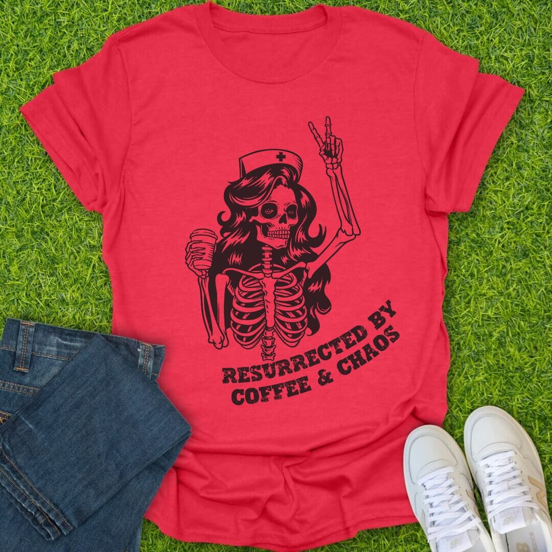 T-Shirt Heather Red / S Resurrected By Coffee & Chaos Tee