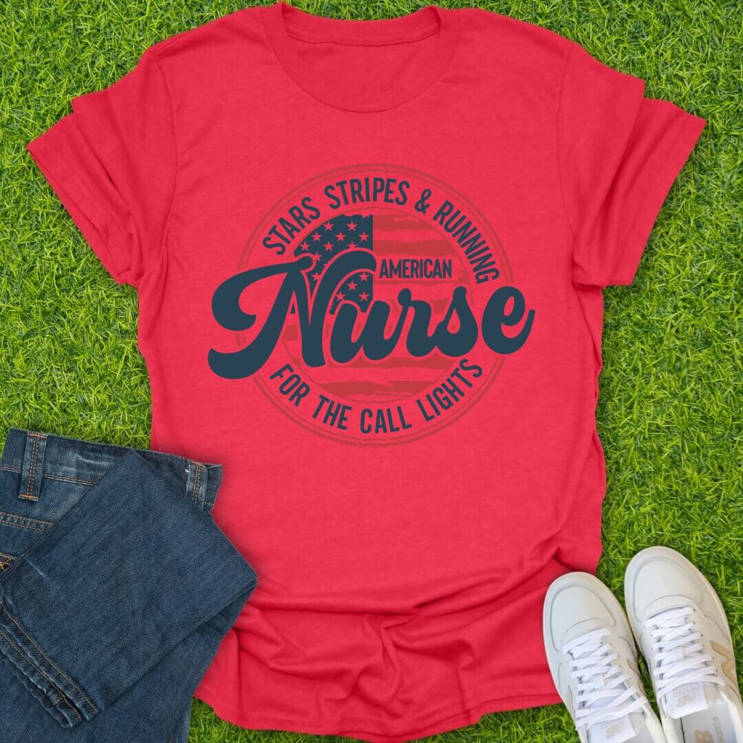 T-Shirt Heather Red / S Stars Stripes & Call Lights Tee