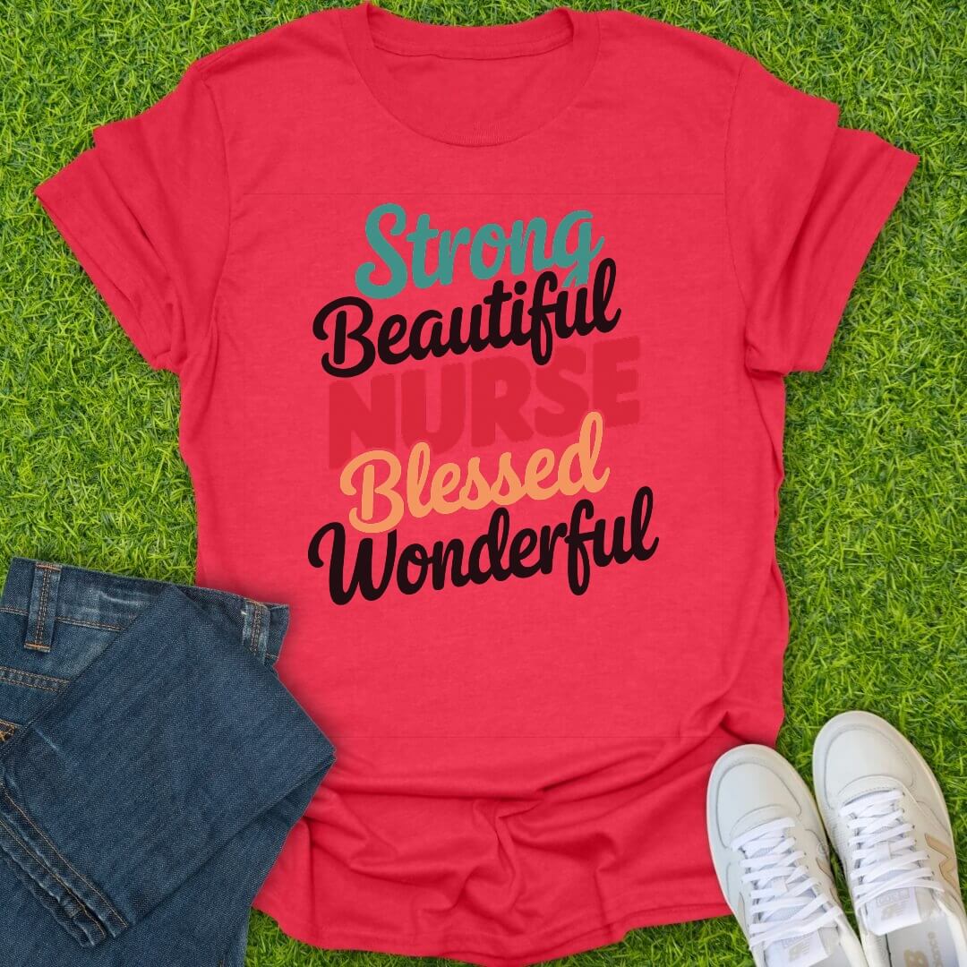 T-Shirt Heather Red / S Strong Beautiful Nurse Tee
