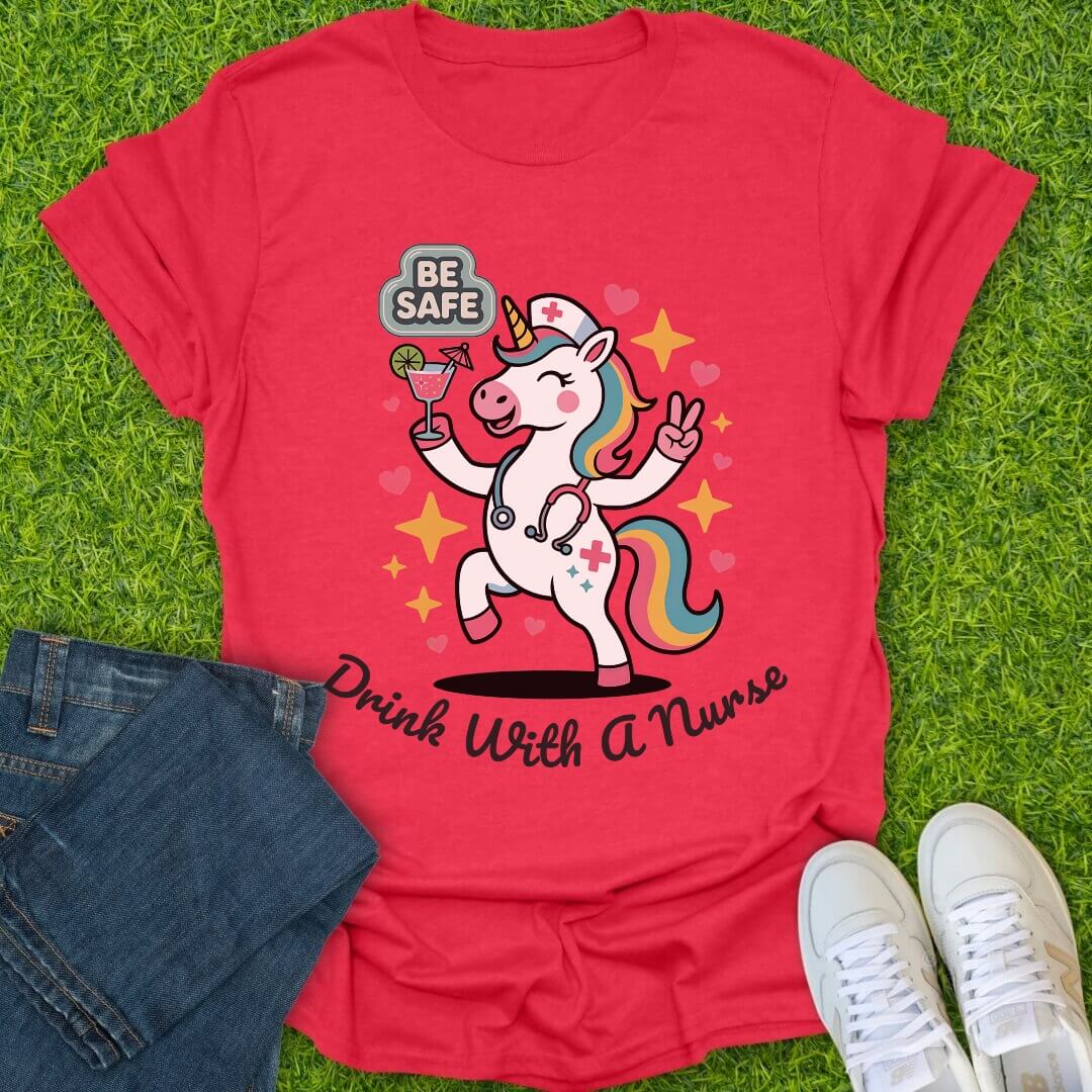 T-Shirt Heather Red / S Unicorn RN Happy Hour Tee
