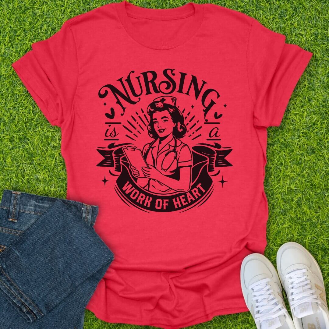 T-Shirt Heather Red / S Vintage Work Of Heart Tee