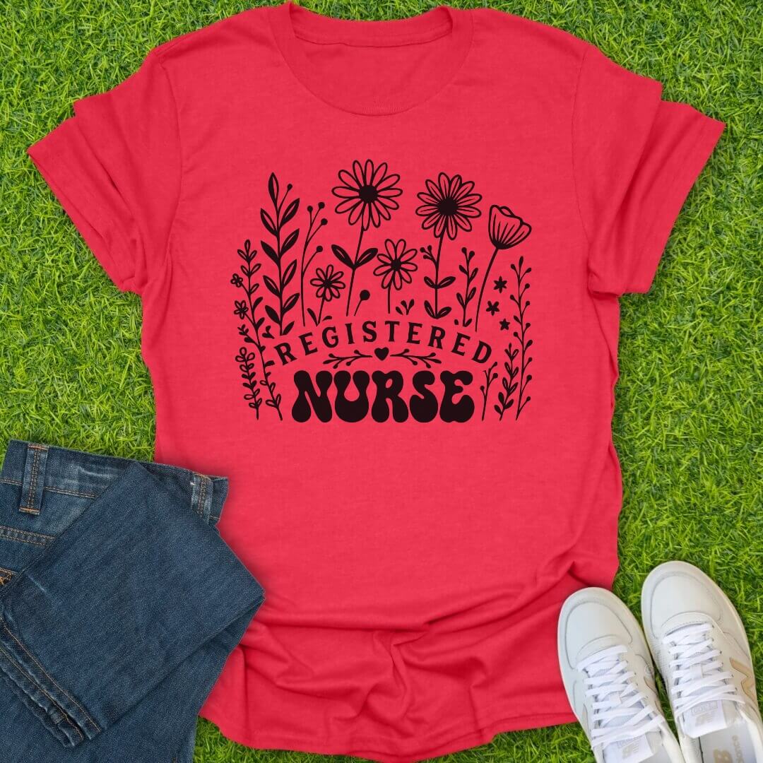 T-Shirt Heather Red / S Wildflower In Scrubs Tee
