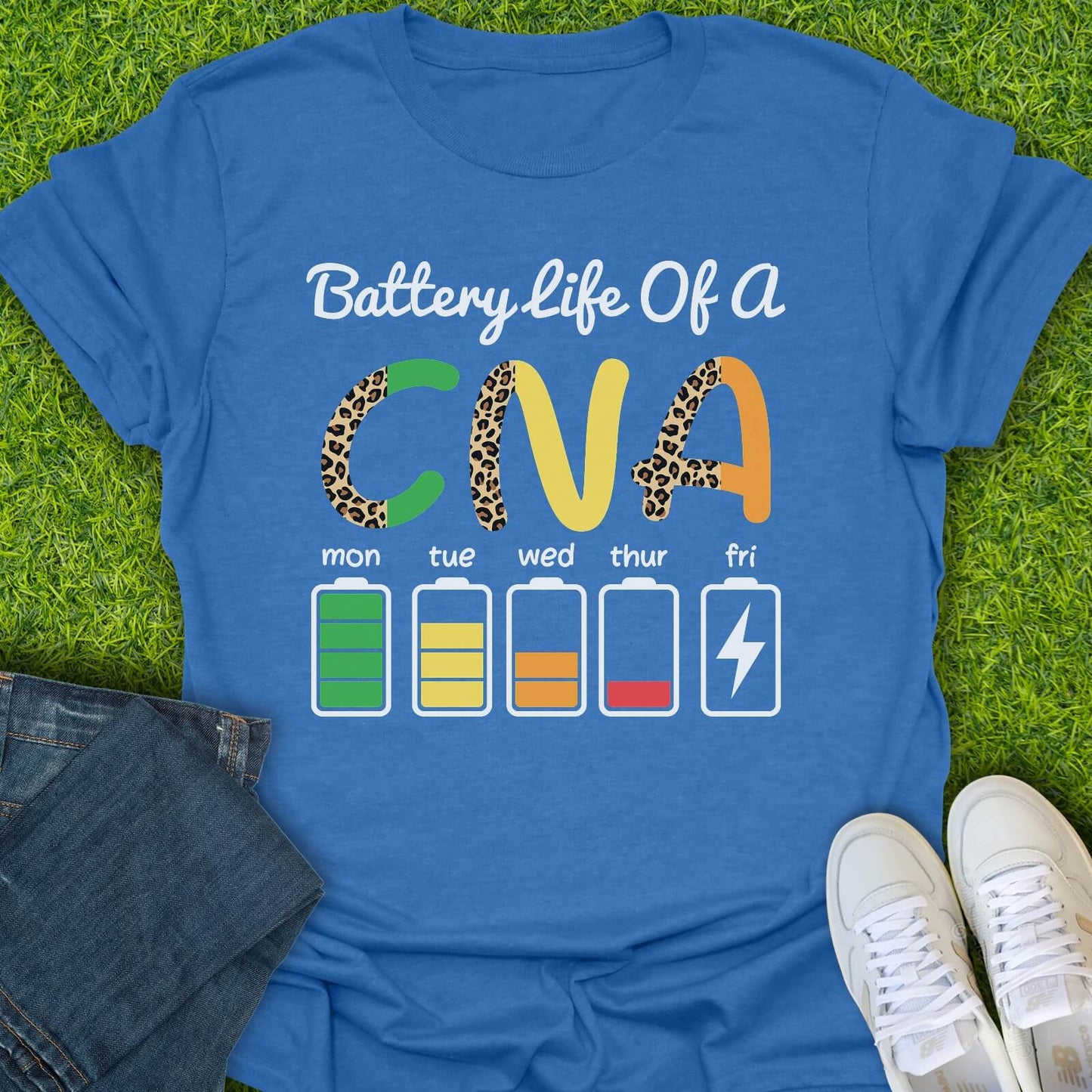 T-Shirt Heather Royal / S Battery Life Of A CNA Tee