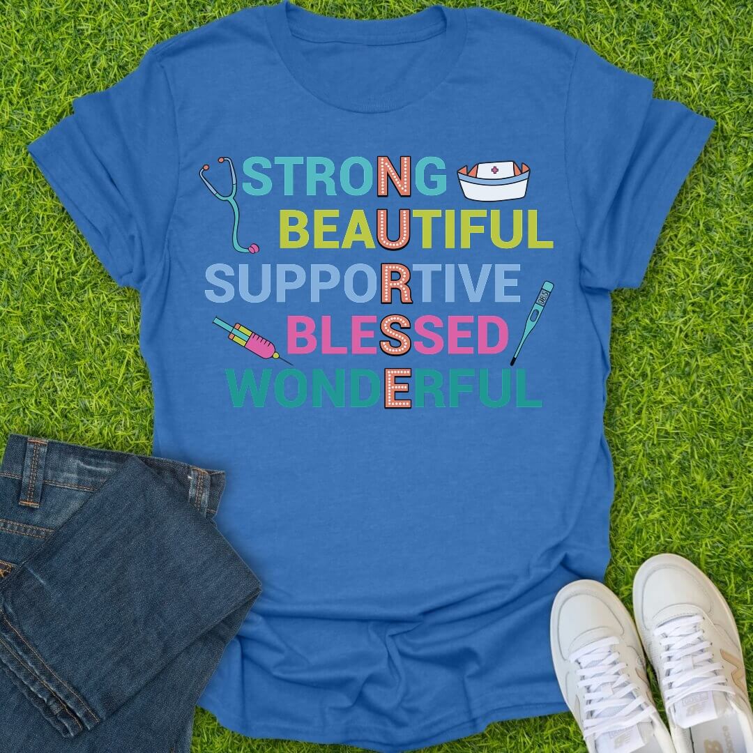 T-Shirt Heather Royal / S Bold Nurse Traits Tee