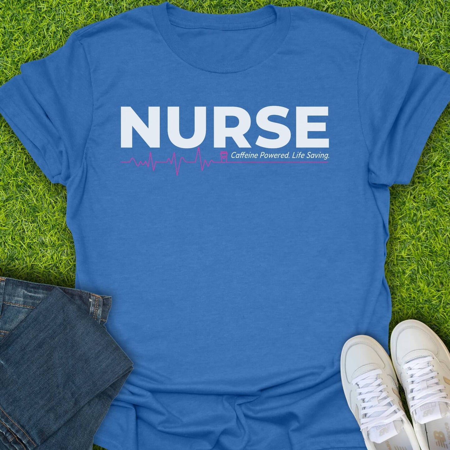 T-Shirt Heather Royal / S Caffeine Powered Life Saving Tee