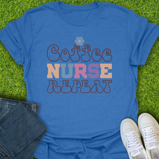T-Shirt Heather Royal / S Coffee Nurse Repeat Tee