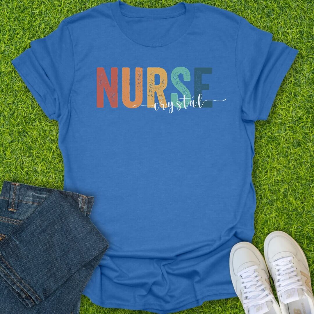 T-Shirt Heather Royal / S Custom Rainbow Nurse Tee